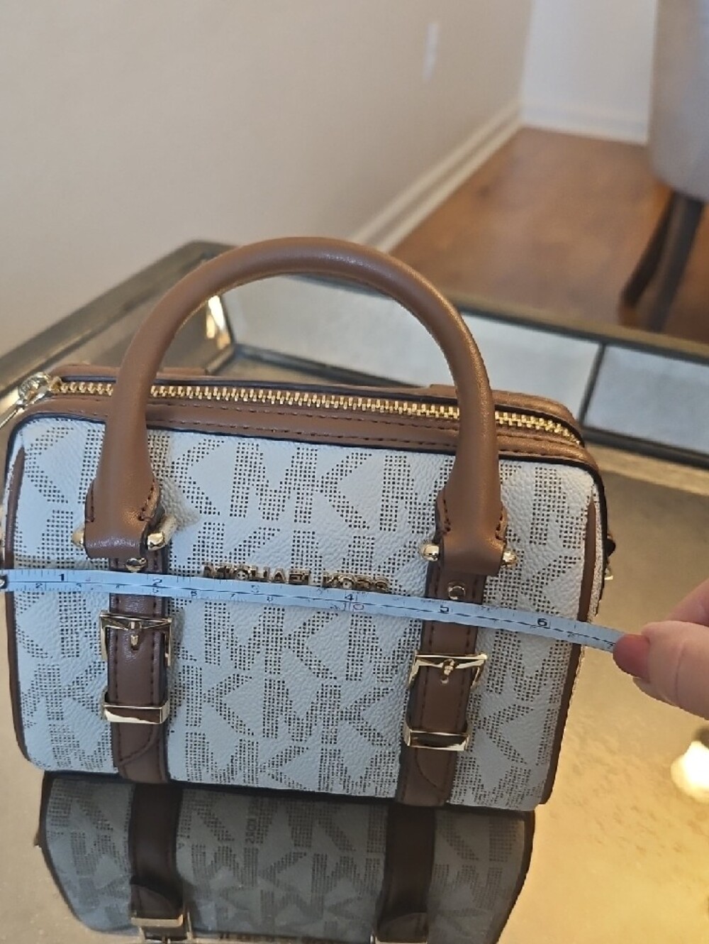 Michael Kors Cream & Brown Mini Logo Crossbody - Picture 6 of 11